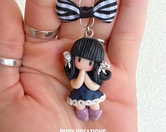 Handmade Chibi Doll Necklace: Polymer Clay Art Pendant