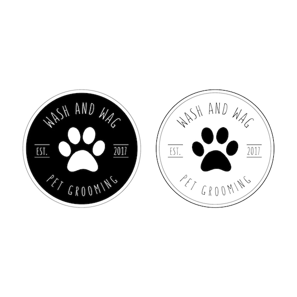 PREMADE DIGITAL LOGO: Modern Minimalist Paw Logos, Pet Shop Branding, Small Business, Clean Design, Black and White, Pets Rescue, Dog Walker