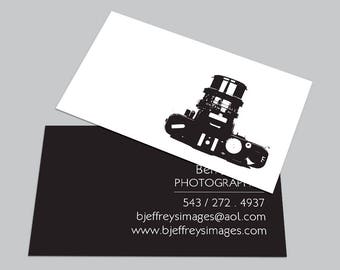 custom digital cards modern camera business card calling contact photographer photography black and white printable download diy