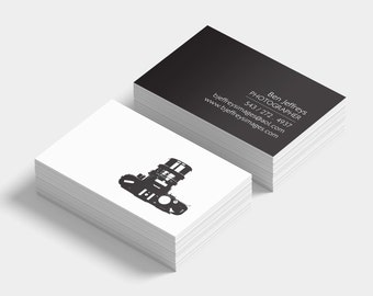 CUSTOM DIGITAL CARDS: Modern Camera Business Card, Calling Contact, Photographer, Photography, Black and White, Printable, Download, Diy