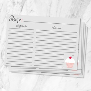 INSTANT DOWNLOAD: Cute Cupcake Recipe Cards Double Sided - Etsy