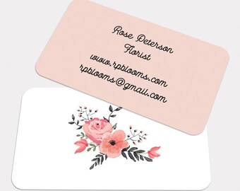 CUSTOM DIGITAL CARDS: Vintage Watercolor Floral Flower Business Card, Calling Contact, Mommy, Event Planner Stylist, Printable Download, Diy