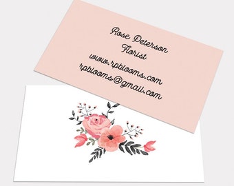 CUSTOM PRINTED CARDS: 100+ Full Color Vintage Watercolor Floral Flower Business Card, Calling Contact, Wedding Planner, Mommy, Stylist