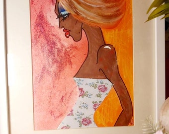 Original Fashion Illustration, Fashion Wall Art, Black Woman Art, Beautiful Woman Art