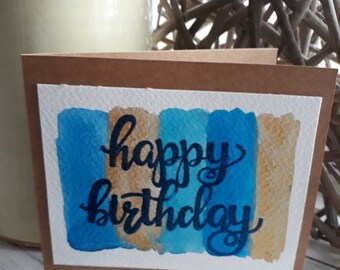 Handpainted,  Birthday Card, Blank Card, Card For Him, Card For Her