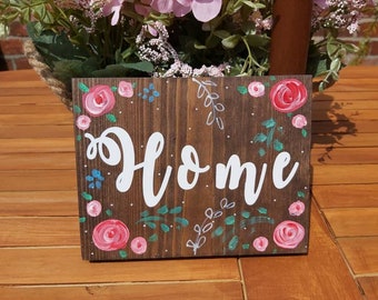 Rustic Wooden Plaque, Wooden Floral Sign, Painted Wooden Sign, Shabby Chic, Homewares, Home Decor, Home Sign