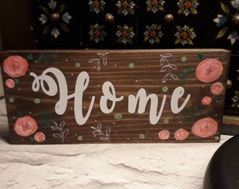Wooden Sign, Home Decor, Floral Sign, Flowers Sign, Handpainted, Wooden Gift