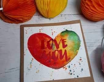 Love You, Heart Rainbow Card, Blank Card