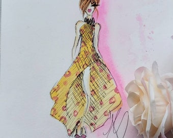 Original Fashion Illustration, Watercolour painting, Woman Art, Wall Decor