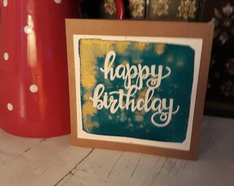 Happy Birthday Card, Handpainted Greetings Card, Blank Card