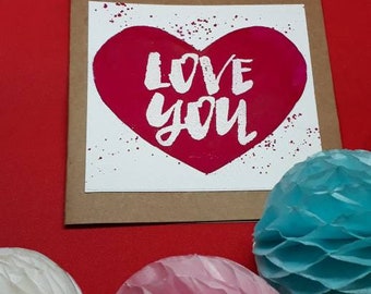 Love You Card, Red  Card, Blank Card, Card For Him, Card For Her