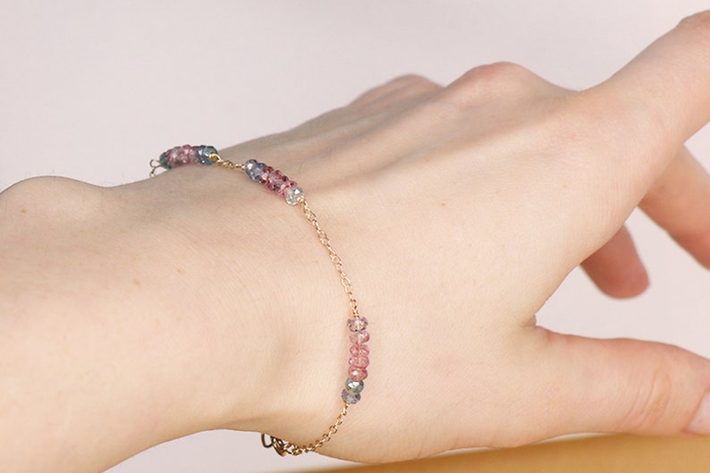 Unique Bracelet Sparkly Gemstone Bracelet Delicate Bracelet 14k Gold Filled Quartz Bracelet Gold Filled Beaded Bracelet Beaded