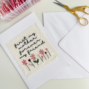 Borduurkaart verjaardag moeder, handgeborduurde kaart, moederkaart, bloemenkaart, moederwenskaart