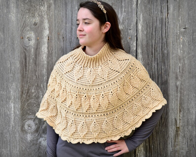 Fall leaf poncho pdf crochet pattern, child and adult sizes poncho pattern image 2