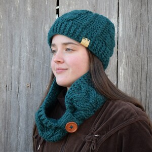 Crochet Cabled Beanie Hat and Cowl Scarf Pattern (PDF Download) image 2