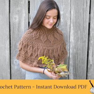 Fall leaf poncho pdf crochet pattern, child and adult sizes poncho pattern image 1