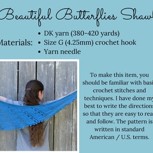 Womens crochet wrap pattern, shawl with butterfly crochet stitch, crochet shawl pattern pdf image 5