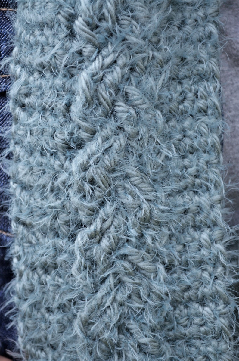 hygge hat soft hat set crochet cabled hat crocheted cable hat and cowl set Blue hat and cowl crochet hat scarf