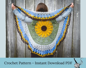 Circle vest pattern, sunflower vest crochet pattern as pdf download, instant download crochet instructions