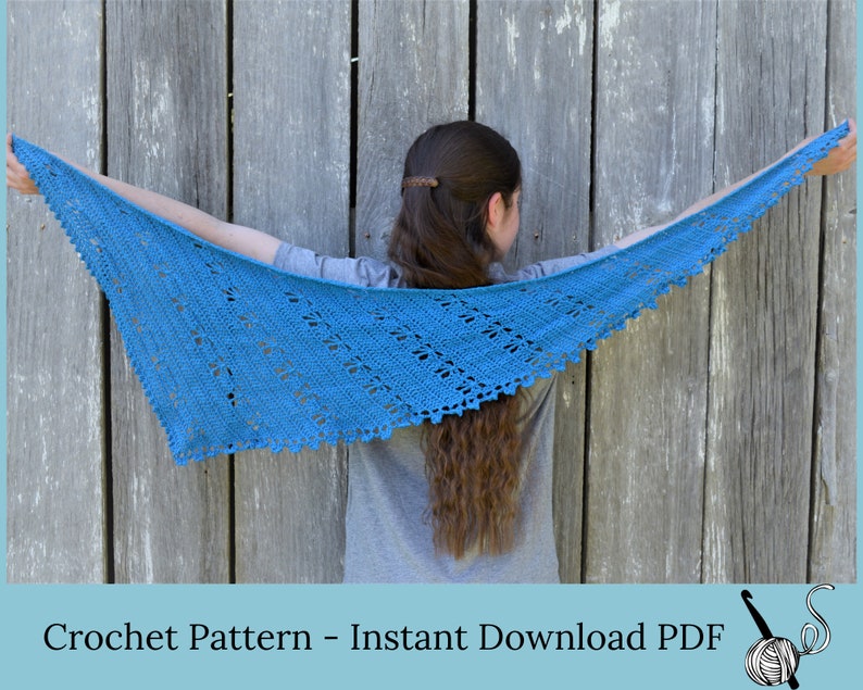 Womens crochet wrap pattern, shawl with butterfly crochet stitch, crochet shawl pattern pdf image 1