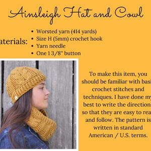 Crochet Cabled Beanie Hat and Cowl Scarf Pattern (PDF Download) image 5