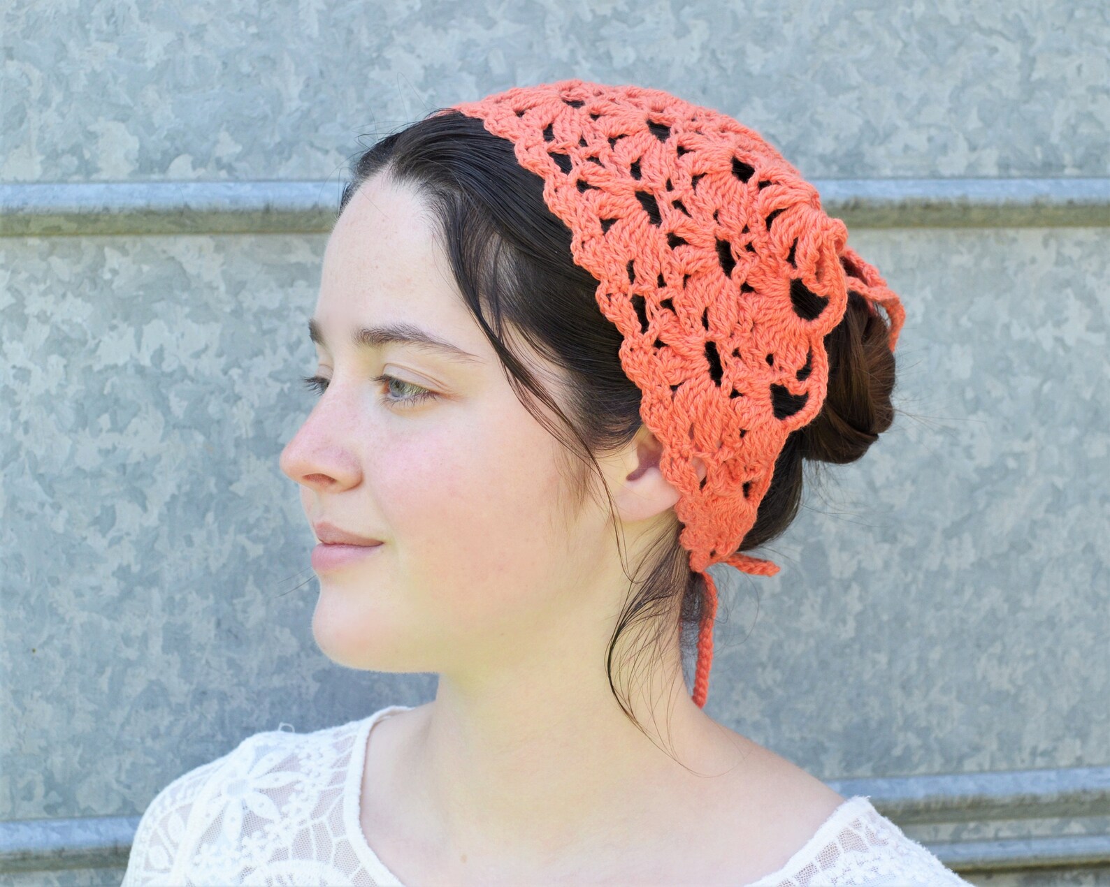 Triangle head scarf crochet hair scarf cotton kerchief in Etsy
