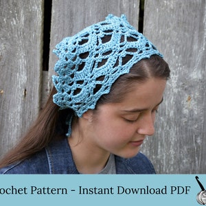 Kerchief pattern, crochet head scarf pdf pattern download, crocheted church veil tutorial