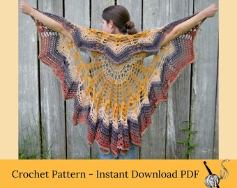 Circle vest crochet pattern, pdf download for a boho vest pattern size Small to Large