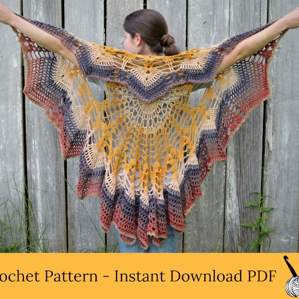Circle vest crochet pattern, pdf download for a boho vest pattern size Small to Large
