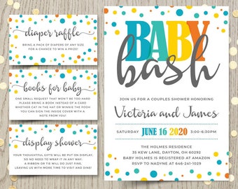 Baby Bash Couples Co Ed Baby Shower Invitation Card Baby Boy Etsy 日本