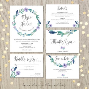 Floral wedding invitation set customized card personalized | Etsy