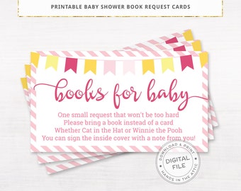 Book request baby shower, books for baby printable cards, baby girl shower invitation extra, request a book poem, instant DIGITAL download