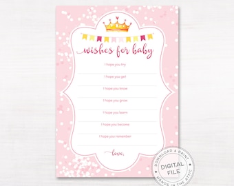 Messages for baby girl shower games ideas, wishes for baby printable cards, baby shower games, fill in the blank, instant DIGITAL download