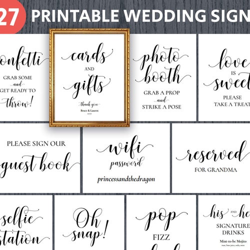 Wedding Signs Printable Package Set Bundle Pack of 8x10 Sign - Etsy