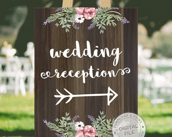 Wedding signage, wedding signs download, wedding signs ideas - RECEPTION direction - this way sign, reception this way, DIGITAL download