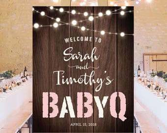 Baby Shower BabyQ welcome sign, co-ed Baby-Q BBQ rustic sign baby boy girl barbecue, baby bash, printable DIGITAL