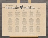 Large wedding seating chart, printable guest table assignment list, display sign, rustic wedding reception poster, DIGITAL customized PDF Il_170x135