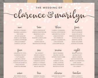 large wedding seating chart printable guest table assignment etsy