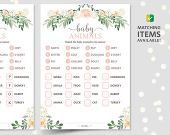 Baby Animals Match Game with Answer Key Printable Baby | Etsy