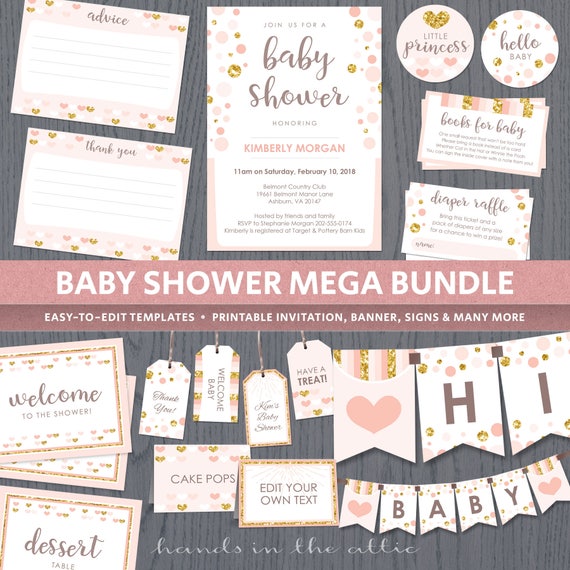Food Tent Labels 8 desings 50/% OFF SALE Girl Baby shower Girl Baby-Welcome party Instant Download Blank