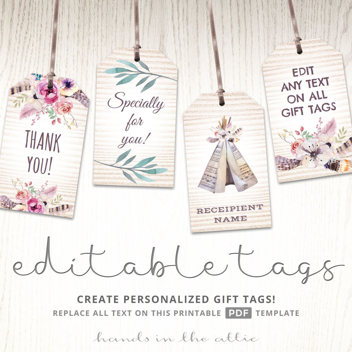 Editable Boho s Gifts Favors Printable Template Labels Etsy