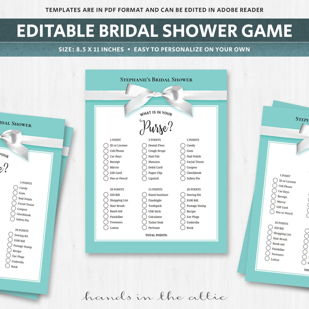 Whats in Your Purse Game, Fun Wedding Shower Games for Wedding Shower