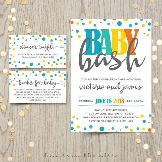 Baby Bash Couples Co Ed Baby Shower Invitation Card Baby Boy Shower