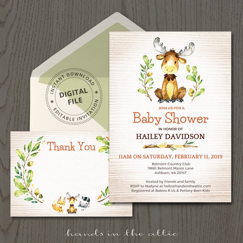 Kid shower invitation, moose invitation, deer elk caribou reindeer, woodland creature, forest animal, editable bash invitation, Electronic photo regarding Moose Template Printable referred to as Boy or girl shower invitation, moose invitation, deer elk caribou reindeer, woodland creature, forest animal, editable get together invitation, Electronic