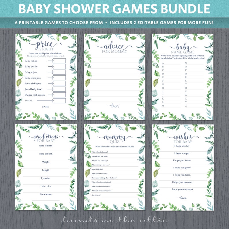 Baby Shower Games Pack Gender Neutral Kit For Male And Etsy