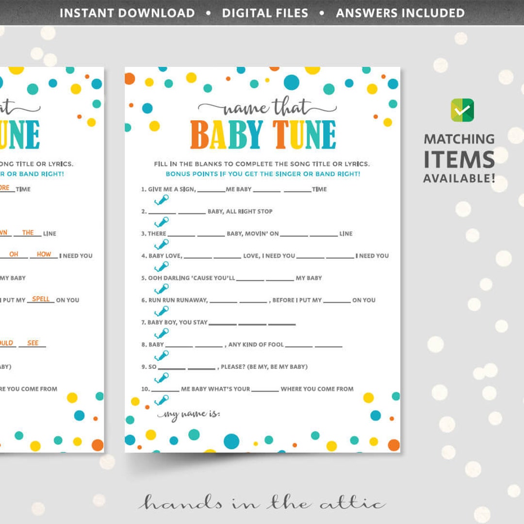 Name That Baby Tune Game Template, PRINTABLE Shower Game Card With ...