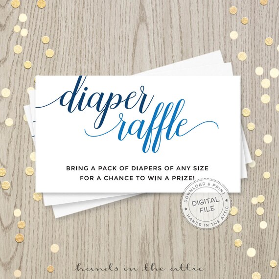 diaper raffle ticket card insert baby boy shower lottery