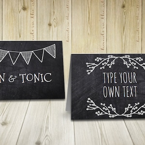 Rustic labels chalkboard labels, buffet tent cards, rustic wedding, shabby escort cards, place cards, meal cards, editable template, PDF image 1