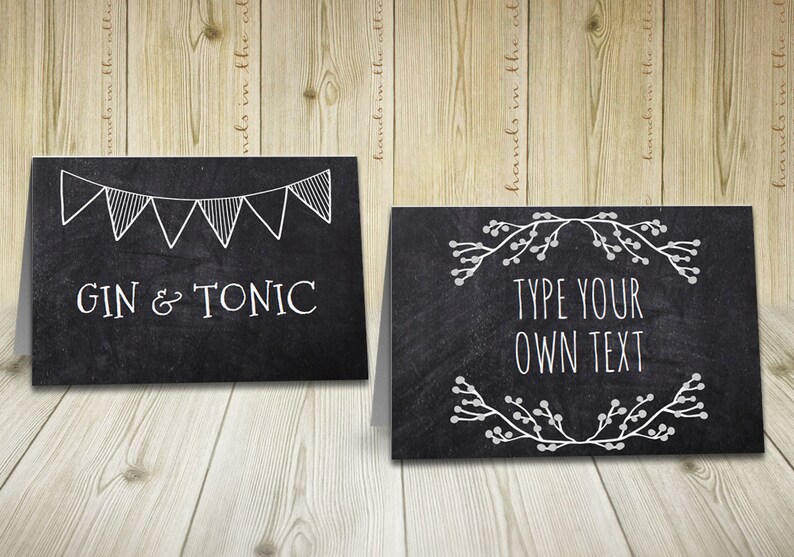 Rustic labels chalkboard labels, buffet tent cards, rustic wedding, shabby escort cards, place cards, meal cards, editable template, PDF image 1