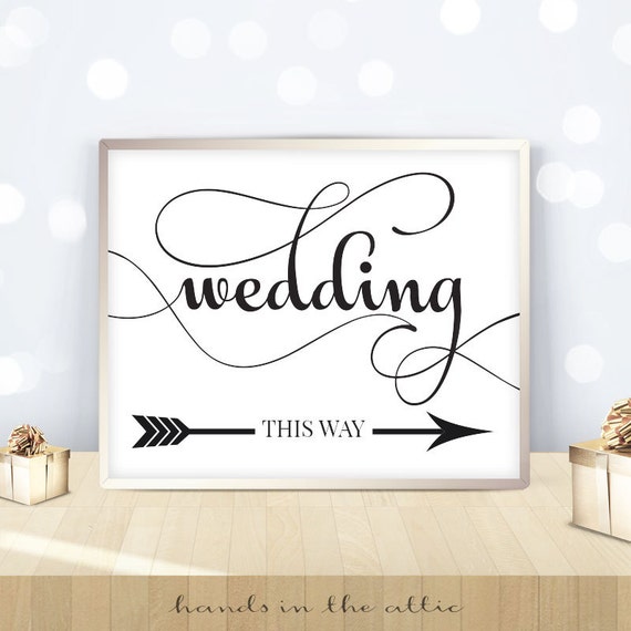 Wedding directions sign card yard signage road directional, PRINTABLE directing left right, reception sign post - DIGITAL Il_570xn